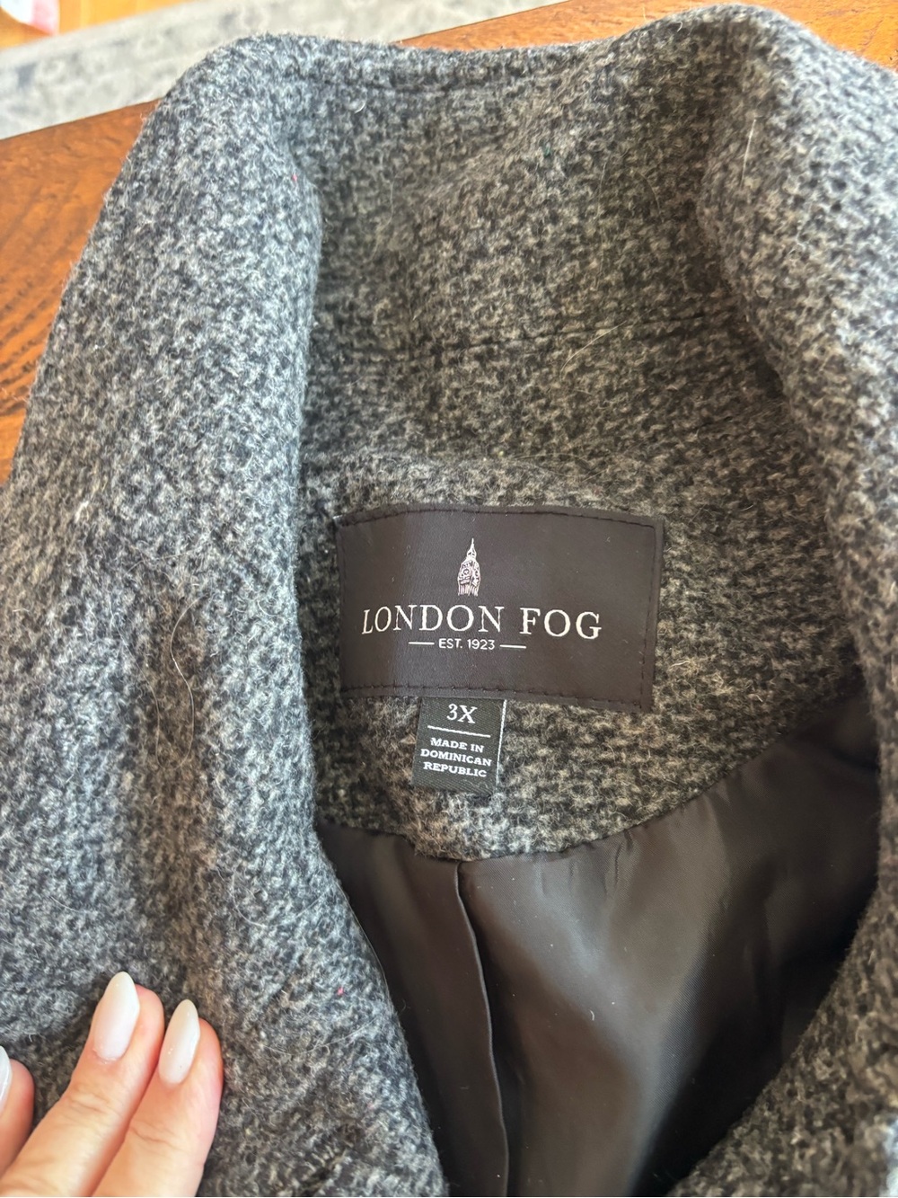 London Fog Women's Charcoal Textured Single-Breasted Pea Coat - Picture 7 of 11